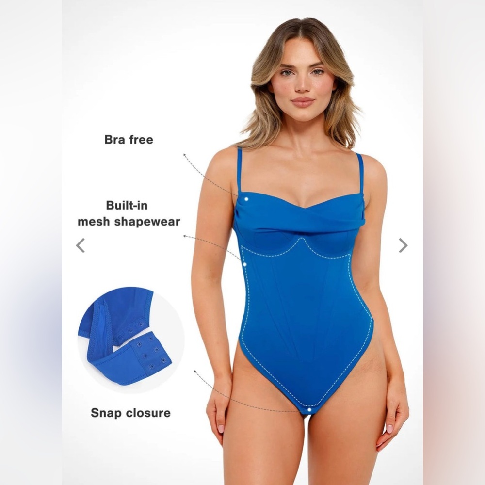 Popilush Shapewear Draped Bust Hourglass Corset Bodysuit - Picture 6 of 10
